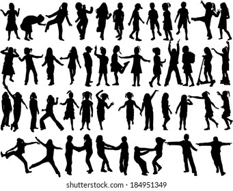 group of children silhouettes