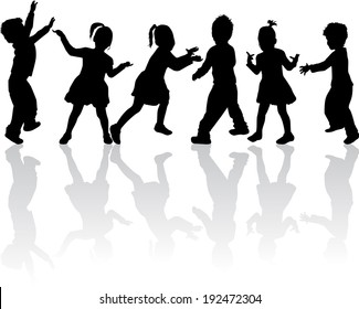 group of children silhouettes 