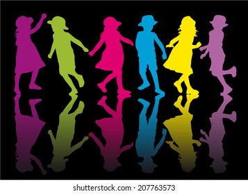 group of children silhouettes