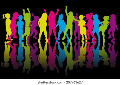 group of children silhouettes