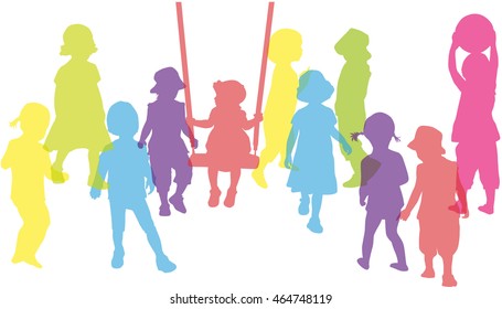 Group of children - silhouettes of conceptual.