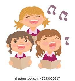 Group of children singing in the school choir.