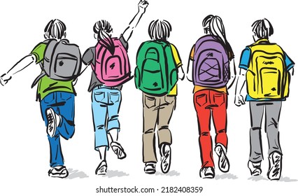 group of children students back to school concept vector illustration