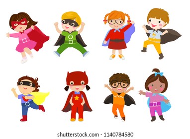 Group of children superhero