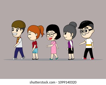 group children walking