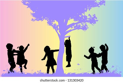 group of children's silhouettes