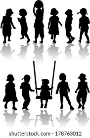 group of children's silhouettes 