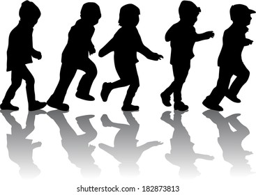 Group Childrens Silhouettes Stock Vector (Royalty Free) 182873813 ...