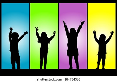 group of children's silhouettes 