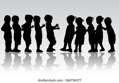 group of children's silhouettes 