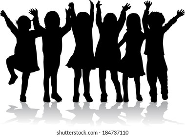 group of children's silhouettes 