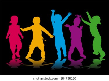 group of children's silhouettes