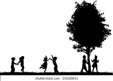 group of children's silhouettes 