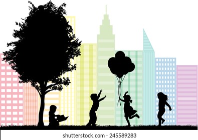 group of children's silhouettes