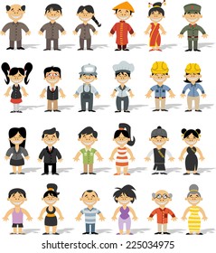 Group of chinese happy cartoon people 