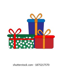 Group of christmas present with ribbons. Vector illustration