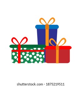 Weihnachtsgeschenk mit Bändern. Vektorgrafik