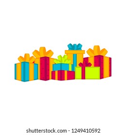 Group of christmas presents. Vector illustration design