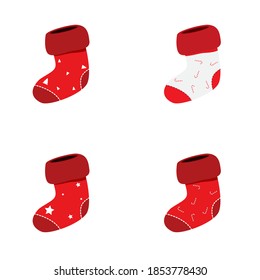 Group of Christmas socks vector on white background. EPS.file.