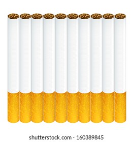 Group of cigarettes isolated over white background 