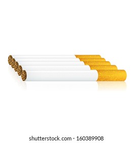 Group of cigarettes isolated over white background 