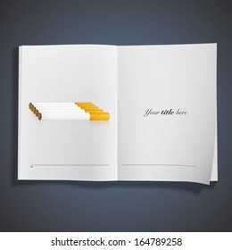 Group of cigarettes printed on book. Vector design 