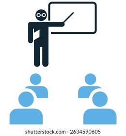Group class icon vector for shared classroom experience and academic teamwork. Ideal for online learning, schools, or collaboration designs.
