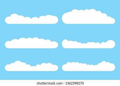 Group of Cloud Icons in flat design style isolated on blue background, vector illustration Eps 10.