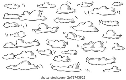 grupo de nuvens conjunto de desenhos animados illustration.eps