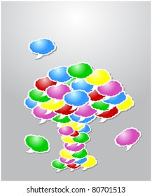 Group clouds in different colors and forms is located on a gray background