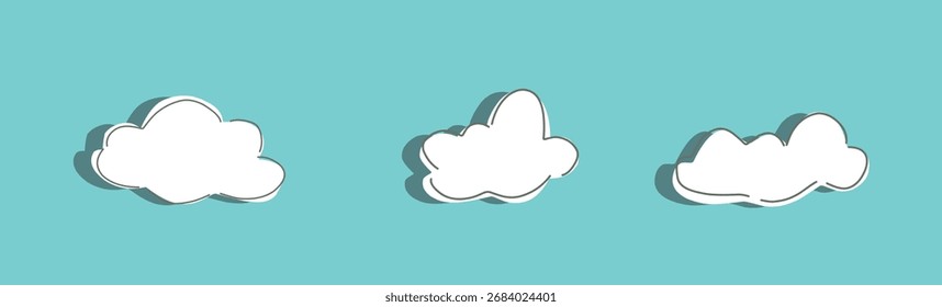 group of clouds illustration 3d paper art.eps