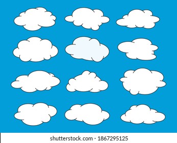 Group of clouds on blue background.