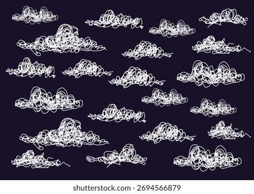 group of clouds sketch scribble vectior design.eps