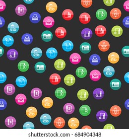 Group collaboration icon series in color circles.  Seamless pattern. Background vector illustration.