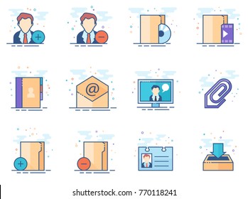 Group collaboration icon series in flat color style. Vector illustration.