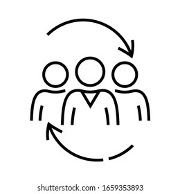 Group collaboration line icon, concept sign, outline vector illustration, linear symbol.