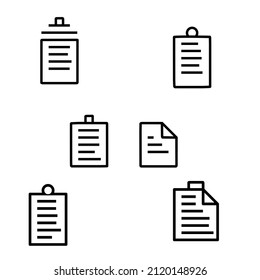 group collection document style paper icon, black outline note icon, file.