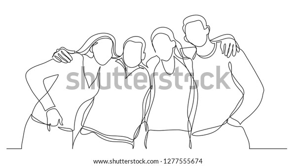 Group College Friends Standing Together Posing Stock Vector (Royalty ...