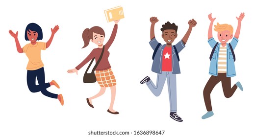A Group of College Student are Jumping