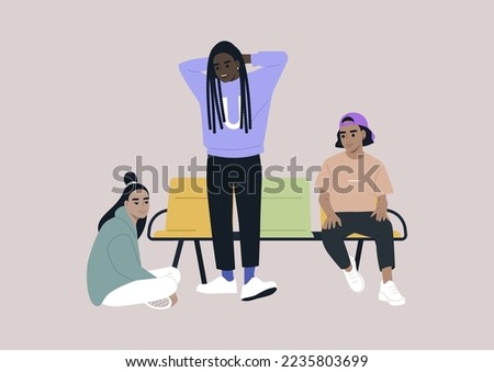 A group of college students hanging out together, a diversity concept
