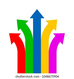 Group colored arrows directed upwards - vector