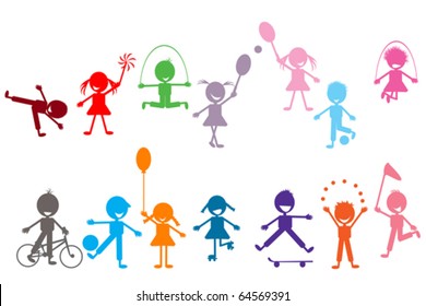 Group of colored kids playing