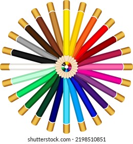 Group of Colored Pencils make a circle

