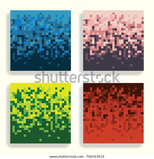 Group Colored Pixel Art Patterns Stock Vector Royalty Free 706263616