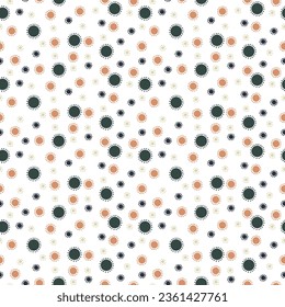 Groupe de petits points de couleur près d'un grand, avec un motif harmonieux sur fond blanc. De grands points de tailles et de couleurs différentes comme le centre. Illustration vectorielle abstraite pour l'impression