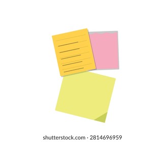 Group of colorful adhesive paper notes with lines and blank surfaces for reminders office supplies vector art.