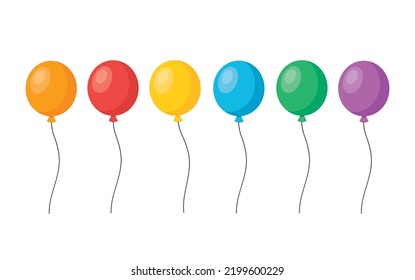 Group of Colorful Balloons. Celebration Party Decorations. vector illustration