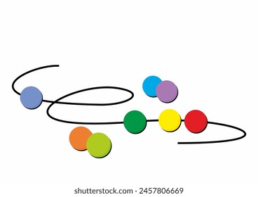 group of colorful beads on a string, vector illustration