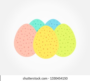 Group of colorful Easter eggs. Vector illustration.