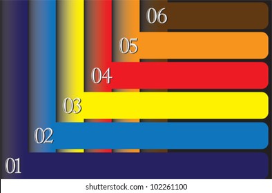 Group of colorful empty numbered labels for lists. This set of varicolored banners can be used in webpages, etc.